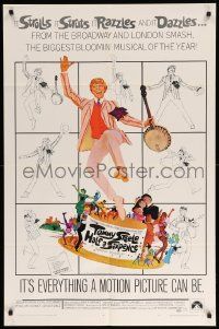 8y360 HALF A SIXPENCE style A 1sh '68 McGinnis art of Tommy Steele with banjo, H.G. Wells novel!