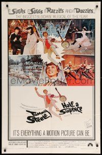 8y361 HALF A SIXPENCE style B 1sh '68 McGinnis art of Tommy Steele with banjo, H.G. Wells novel!