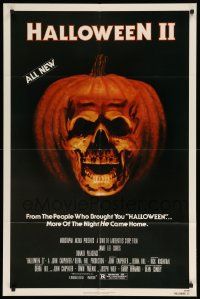 8y362 HALLOWEEN II 1sh '81 cool jack-o-lantern skull image, more of the night HE came home!