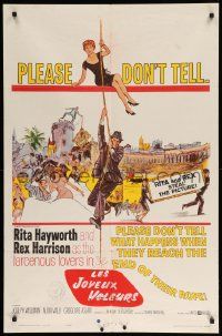 8y367 HAPPY THIEVES 1sh '62 cool artwork of Rita Hayworth & Rex Harrison!