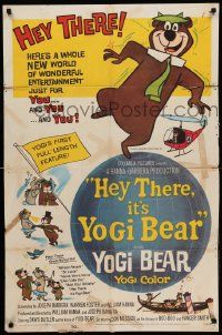 8y377 HEY THERE IT'S YOGI BEAR 1sh '64 Hanna-Barbera, Yogi's first full-length feature!