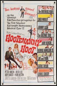 8y383 HOOTENANNY HOOT 1sh '63 Johnny Cash and a ton of top country music stars!