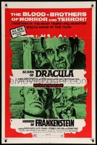 8y384 HORROR OF FRANKENSTEIN/SCARS OF DRACULA 1sh '71 with the blood-brothers of horror & terror!