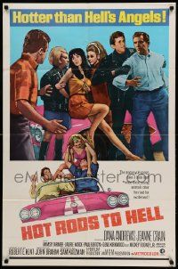 8y389 HOT RODS TO HELL 1sh '67 Dana Andrews, Jeanne Crain, Hotter than Hell's Angels!