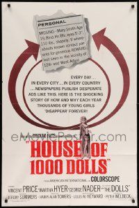 8y394 HOUSE OF 1000 DOLLS 1sh '67 Vincent Price, Martha Hyer, traffic in human flesh!