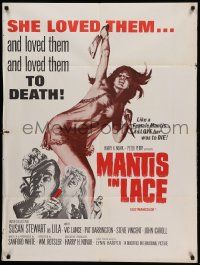8y464 MANTIS IN LACE 1sh 1968 art of woman with cleaver and knife, she loved them to death!