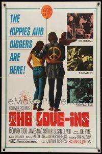8y491 LOVE-INS 1sh '67 Richard Todd, James MacArthur, hippies & diggers, sex & drugs, white style!