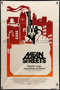 8y515 MEAN STREETS 1sh '73 Robert De Niro, Martin Scorsese, cool artwork of hand holding gun!
