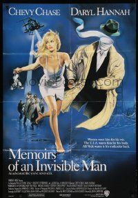 8y518 MEMOIRS OF AN INVISIBLE MAN int'l 1sh '92 different Casaro art of Chevy Chase & Daryl Hannah!
