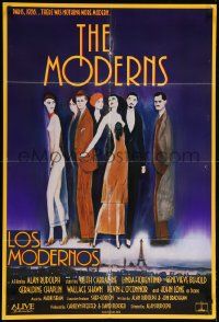 8y523 MODERNS 1sh '88 Alan Rudolph, cool artwork of trendy 1920's people by star Keith Carradine!