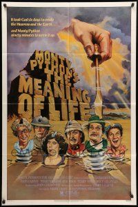 8y527 MONTY PYTHON'S THE MEANING OF LIFE 1sh '83 wacky artwork of the screwy Monty Python cast!