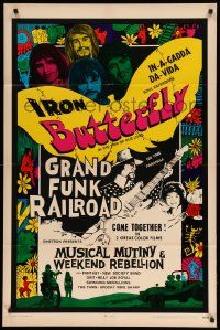 8y534 MUSICAL MUTINY/WEEKEND REBELLION 1sh '70 Iron Butterfly, Grand Funk Railroad double-bill!