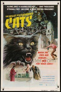 8y552 NIGHT OF A THOUSAND CATS 1sh '74 Anjanette Comer, Zulma Faiad, cool horror art!