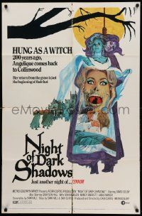 8y553 NIGHT OF DARK SHADOWS 1sh '71 wild freaky art of the woman hung as a witch 200 years ago!