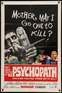 8y647 PSYCHOPATH 1sh '66 Robert Bloch, wild image, Mother, may I go out to kill?