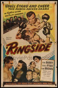 8y674 RINGSIDE 1sh '49 art of boxer Don Red Barry fighting in the ring, sock entertainment!