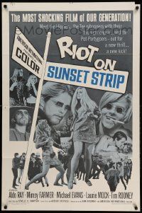 8y676 RIOT ON SUNSET STRIP 1sh '67 hippies with too-tight capris, crazy pot-partygoers!