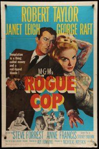 8y684 ROGUE COP 1sh '54 art of Robert Taylor with gun & sexiest Janet Leigh, film noir!