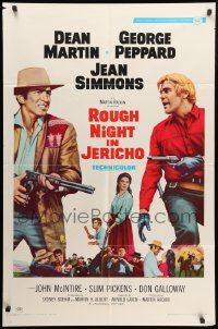 8y691 ROUGH NIGHT IN JERICHO style A 1sh '67 Dean Martin & George Peppard with guns drawn!