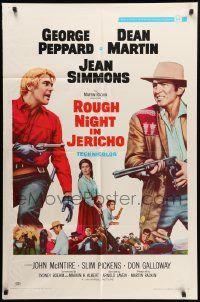 8y692 ROUGH NIGHT IN JERICHO style B 1sh '67 Dean Martin & George Peppard with guns drawn!
