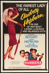 8y699 SABRINA 1sh R65 the fairest lady of all Audrey Hepburn, Humphrey Bogart, Holden, Wilder!
