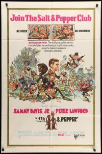 8y700 SALT & PEPPER 1sh '68 great artwork of Sammy Davis & Peter Lawford by Jack Davis!