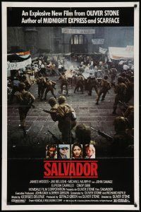 8y701 SALVADOR 1sh '86 James Woods, James Belushi, directed by Oliver Stone!