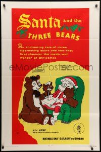 8y703 SANTA & THE THREE BEARS 1sh '70 Christmas cartoon, cute Holiday artwork!