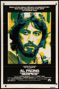 8y728 SERPICO 1sh '74 great image of undercover cop Al Pacino, Sidney Lumet crime classic!