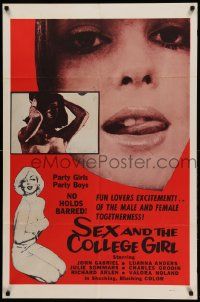 8y732 SEX & THE COLLEGE GIRL 1sh '64 John Gabriel, Luanna Anders, Julie Sommers, no holds barred!