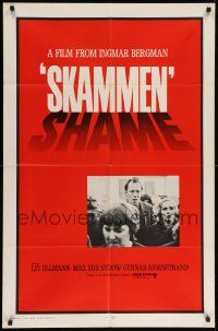 8y743 SHAME int'l 1sh '69 Ingmar Bergman, Liv Ullmann, Max Von Sydow, Skammen!
