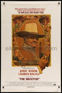 8y747 SHOOTIST 1sh '76 best Richard Amsel artwork of cowboy John Wayne & cast!