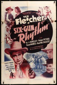 8y760 SIX-GUN RHYTHM 1sh '39 Tex Fletcher, Joan Barclay, Sam Newfield western!