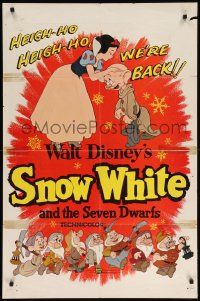 8y766 SNOW WHITE & THE SEVEN DWARFS 1sh R58 Walt Disney animated cartoon fantasy classic!