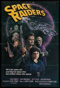 8y775 SPACE RAIDERS 1sh '83 Roger Corman, Joann sci-fi artwork of teen boy & aliens!