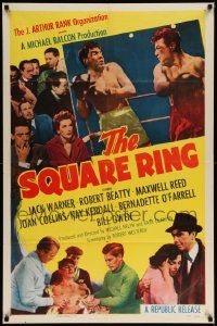 8y786 SQUARE RING 1sh '55 close up of boxer Robert Beatty fighting in boxing ring!