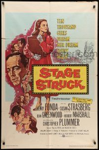 8y788 STAGE STRUCK 1sh '58 Henry Fonda, 10000 girls dream Susan Strasberg's dream every night!