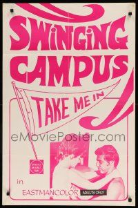 8y820 SWINGING CAMPUS 23x35 1sh '70s sexy image and groovy artwork of pennant and title design!