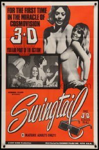 8y821 SWINGTAIL 1sh '69 sexploitation for the first time in the miracle of CosmoVision 3-D!