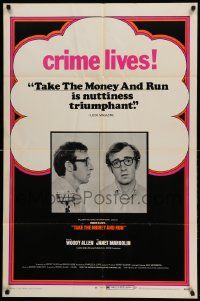 8y823 TAKE THE MONEY & RUN 1sh '69 wacky Woody Allen mugshot in classic mockumentary!