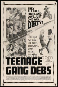 8y833 TEENAGE GANG DEBS 1sh '66 Diane Conti, Linda Gale, Eileen Dietz, they all fight & love dirty