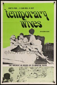 8y839 TEMPORARY WIVES 1sh '69 the wildest 48 hours of ex-marital bliss, but three can kill a guy!