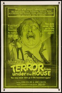 8y841 TERROR FROM UNDER THE HOUSE 1sh '76 basement, be ready to SCREAM, artwork by Gignilliat!