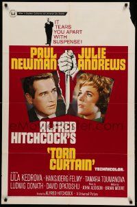 8y868 TORN CURTAIN 1sh '66 Paul Newman, Julie Andrews, Hitchcock tears you apart w/suspense!