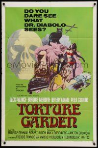 8y869 TORTURE GARDEN 1sh '67 written by Psycho Robert Bloch do you dare see what Dr. Diabolo sees?