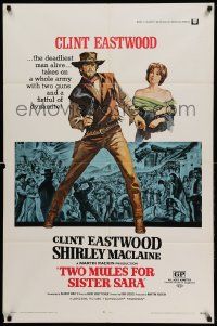 8y886 TWO MULES FOR SISTER SARA 1sh '70 art of gunslinger Clint Eastwood & Shirley MacLaine!