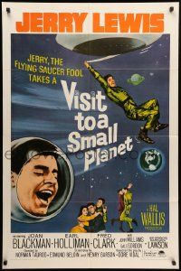 8y914 VISIT TO A SMALL PLANET 1sh R66 wacky alien Jerry Lewis saucers down to Earth from space!
