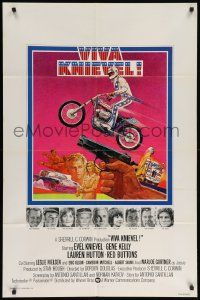 8y916 VIVA KNIEVEL int'l 1sh '77 best artwork of the greatest daredevil jumping his motorcycle!