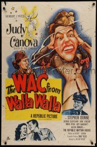 8y920 WAC FROM WALLA WALLA 1sh '52 artwork of wacky Judy Canova, Queen of the Cowgirls!