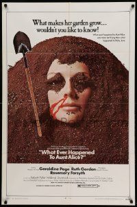 8y942 WHAT EVER HAPPENED TO AUNT ALICE? 1sh '69 creepy close up of woman buried up to her face!
